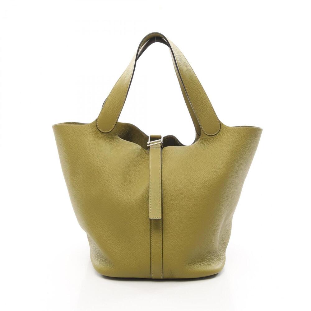 Hermes Picotin GM Handbag, Leather, Taurillon Clemence Women's, Green